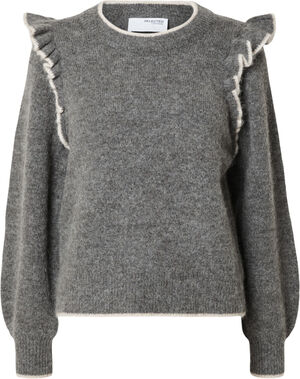 SLFALVA FRILLS LS ALPACA BLEND KNIT O-NECK