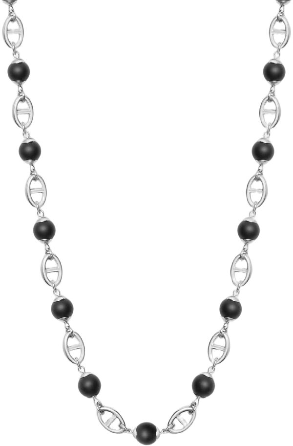 Men'S Silver Mariner Chain With Matte Onyx