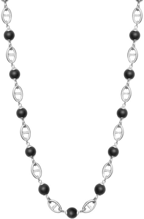 Men's Silver Mariner Chain with Matte Onyx