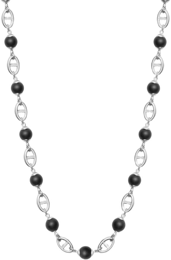 Men's Silver Mariner Chain with Matte Onyx