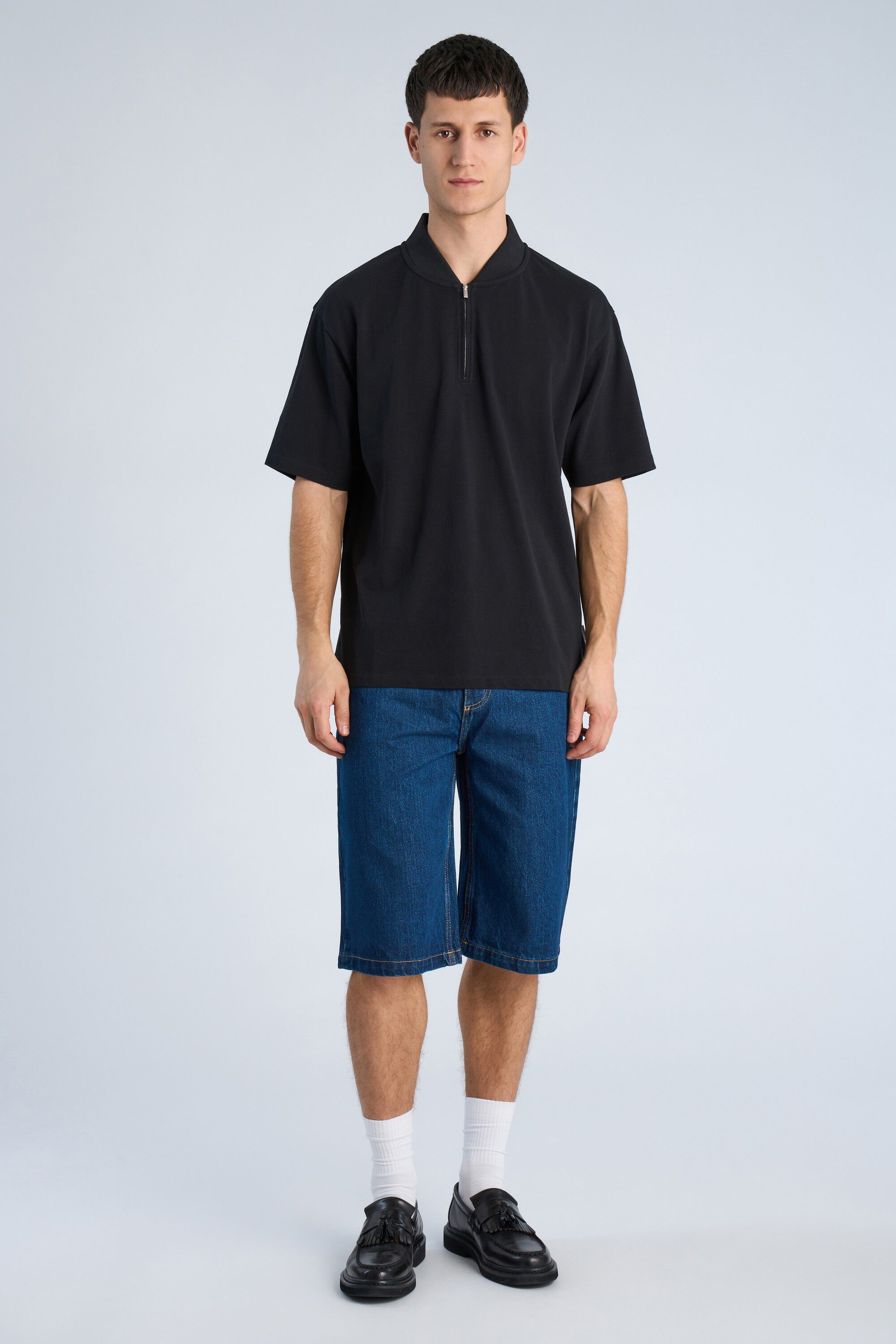 Pique S/S shirt bomber collar