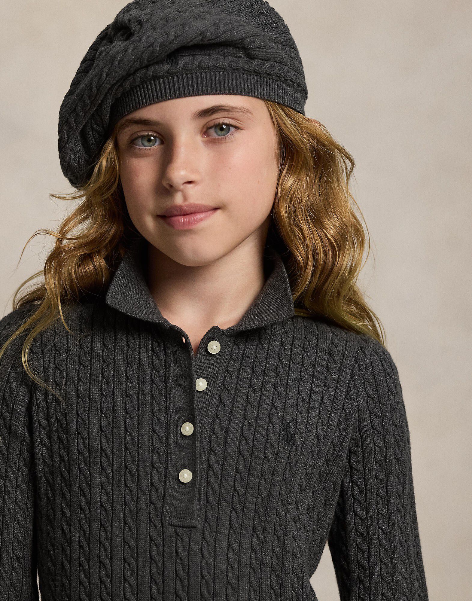 Mini-Cable Polo Sweater Dress Teen