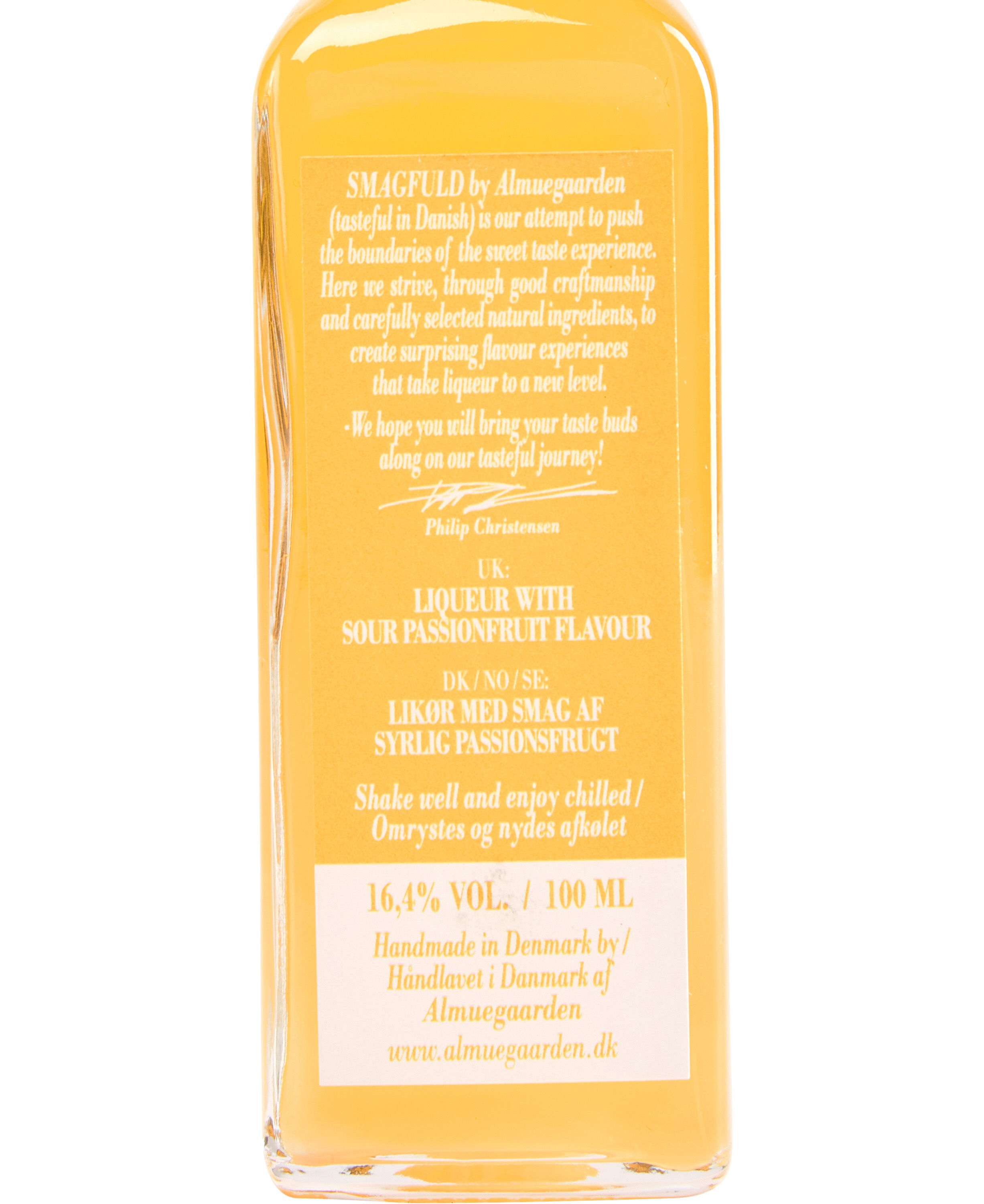 Lik&oslash;r med smag af syrlig passionsfrugt (16,4% vol. )