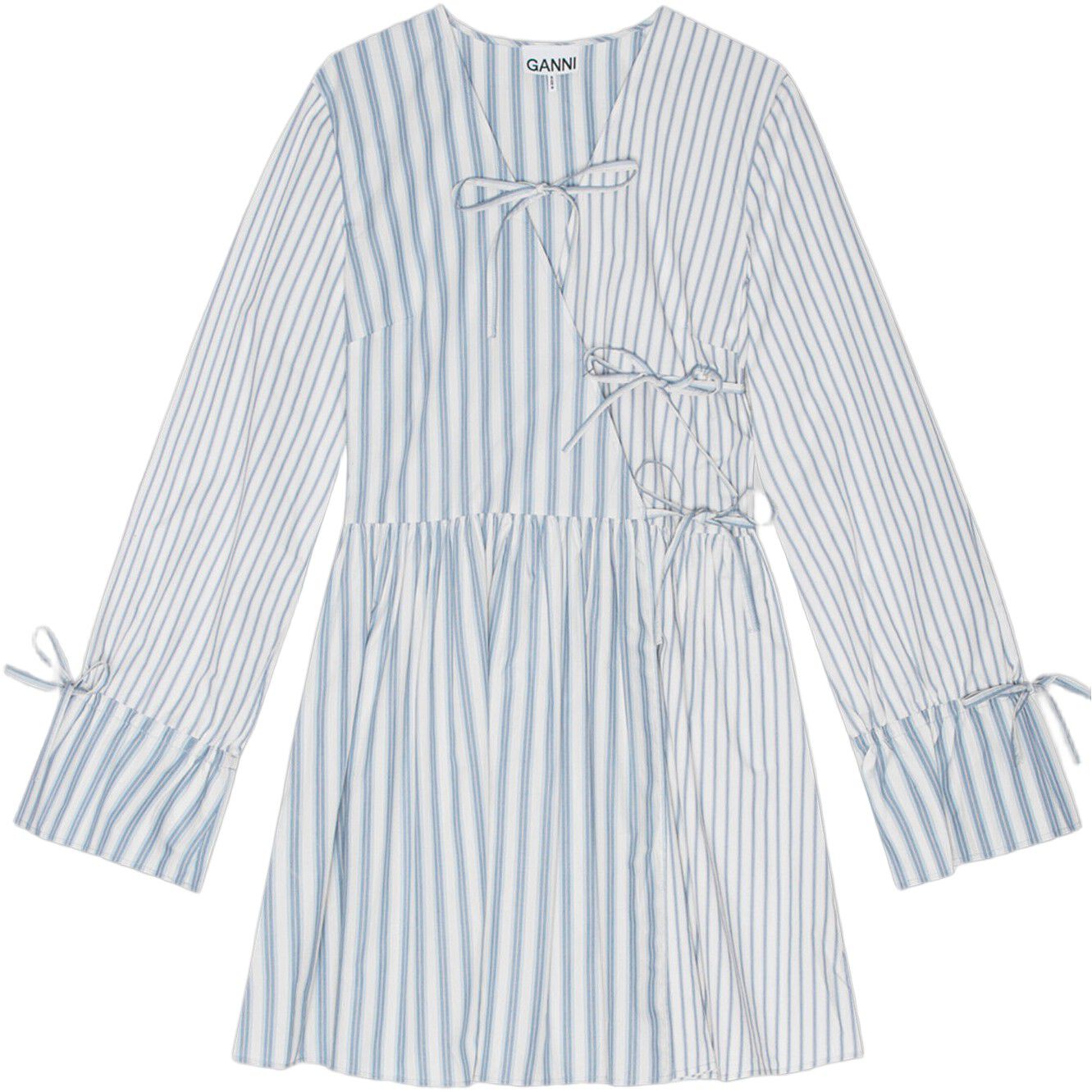 Stripe Cotton Mini Wrap Dress