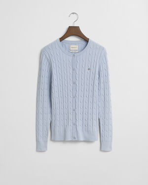 STRETCH COTTON CABLE CARDIGAN