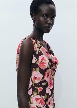 Floral draped neck dress