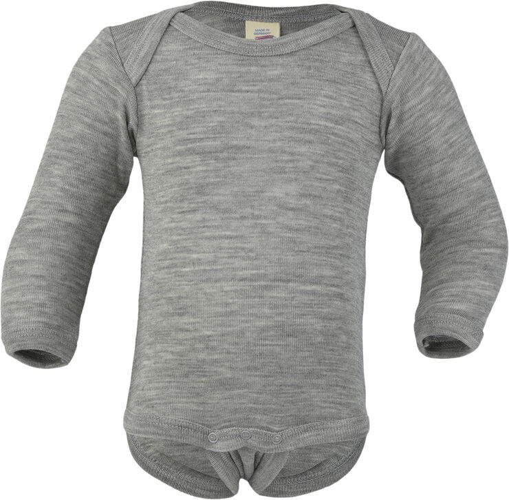 Baby-body, long sleeved, GOTS - light grey mÃ©lange - 50/56