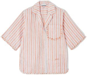Linen Stripe Bowling Shirt
