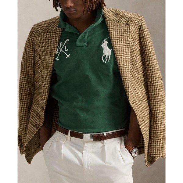 Custom Slim Fit Big Pony Mesh Polo Shirt