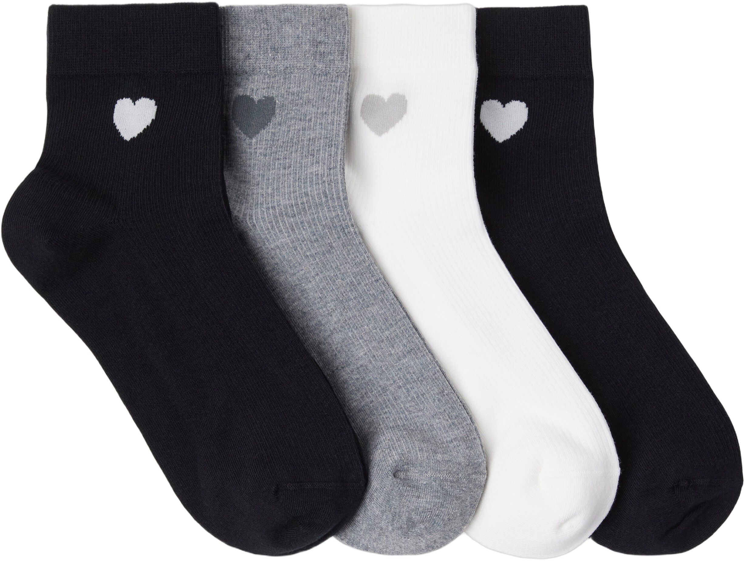 4-pakning ribbestrikkede sokker med