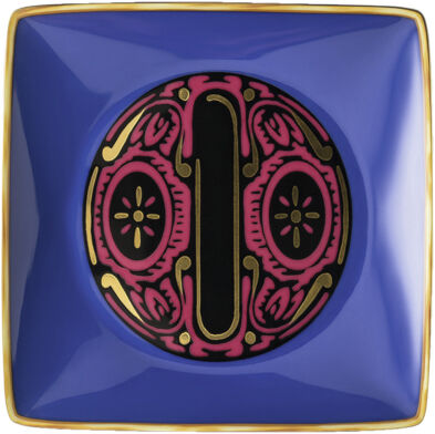 Bowl 12cm sq. flat, Holiday Alphabet O, Versace
