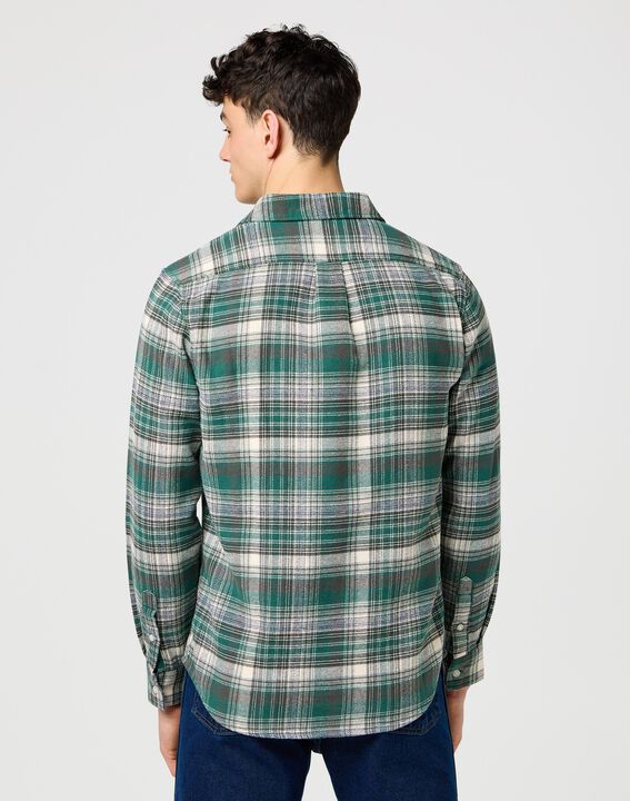 BRUSHED 1 PKT SHIRT GREEN BIRCH