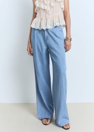 Soft denim wideleg pants