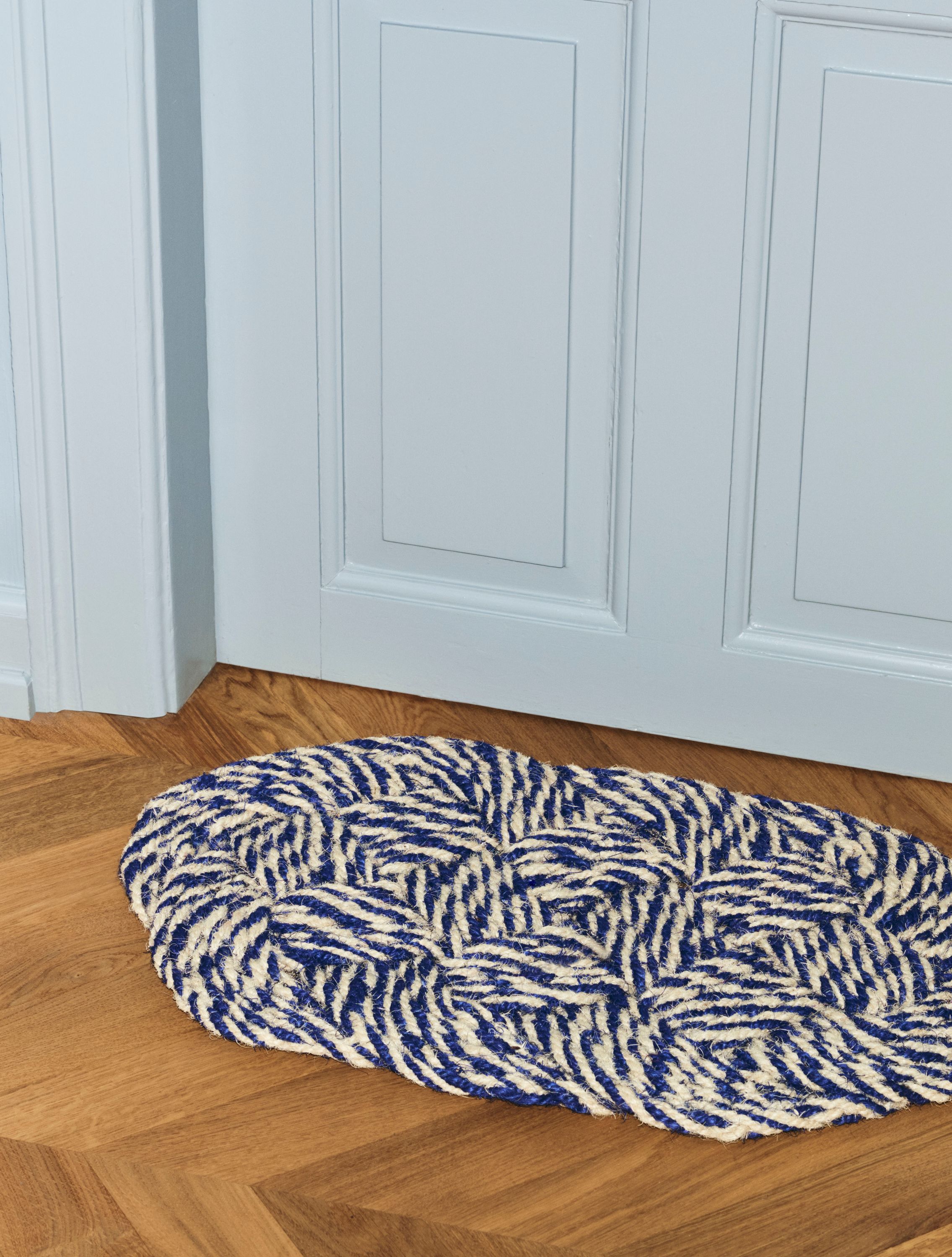 Coco Door Mat-Swirl-Blue and off-white