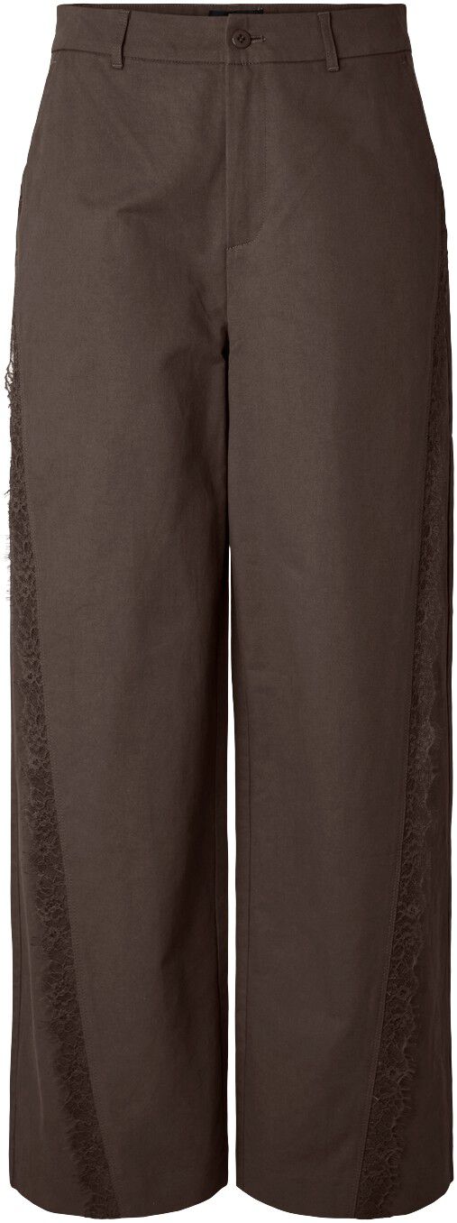 PCTEA HW LACE DETAIL WIDE PANT WVN