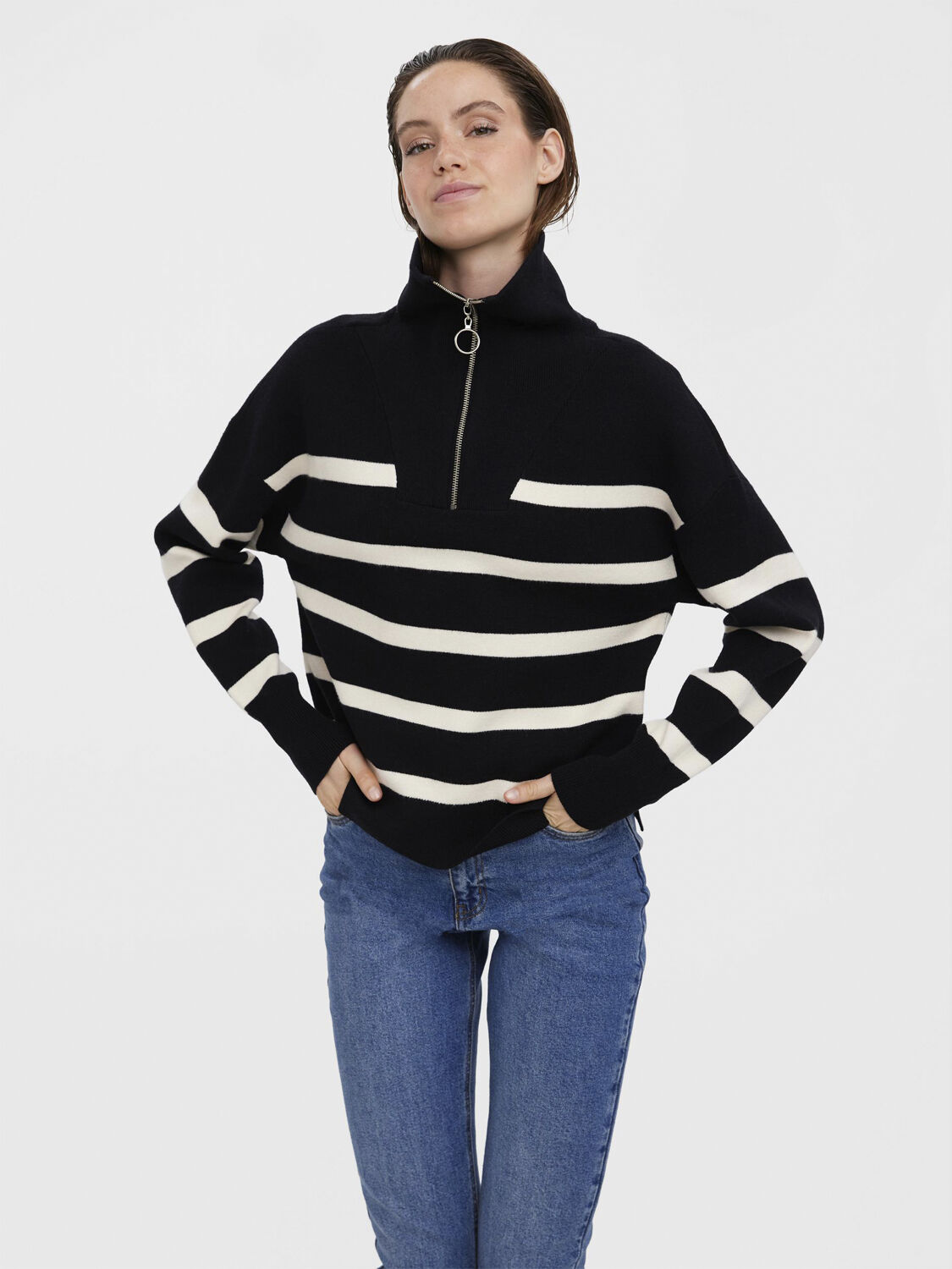 VMSABA STRIPE LS HIGHNECK BLOUSE GA