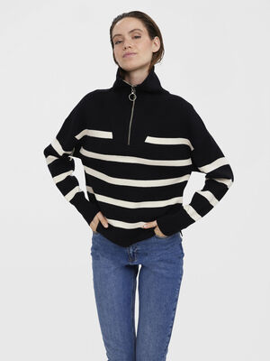 VMSABA STRIPE LS HIGHNECK BLOUSE GA
