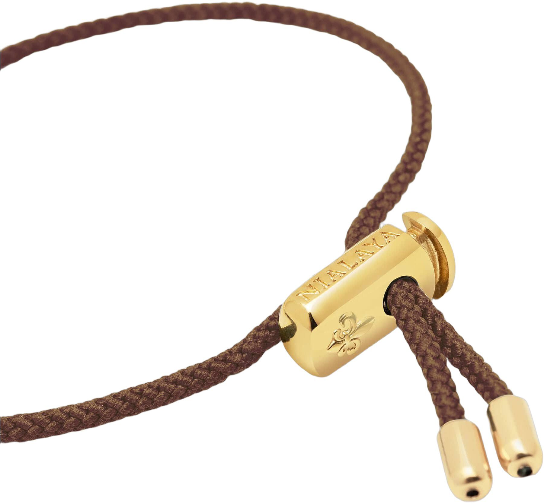 Men's Brown String Bracelet with Adjustable Gold Lock