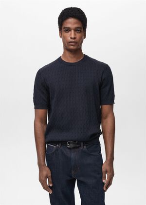 Braided fine-knit t-shirt