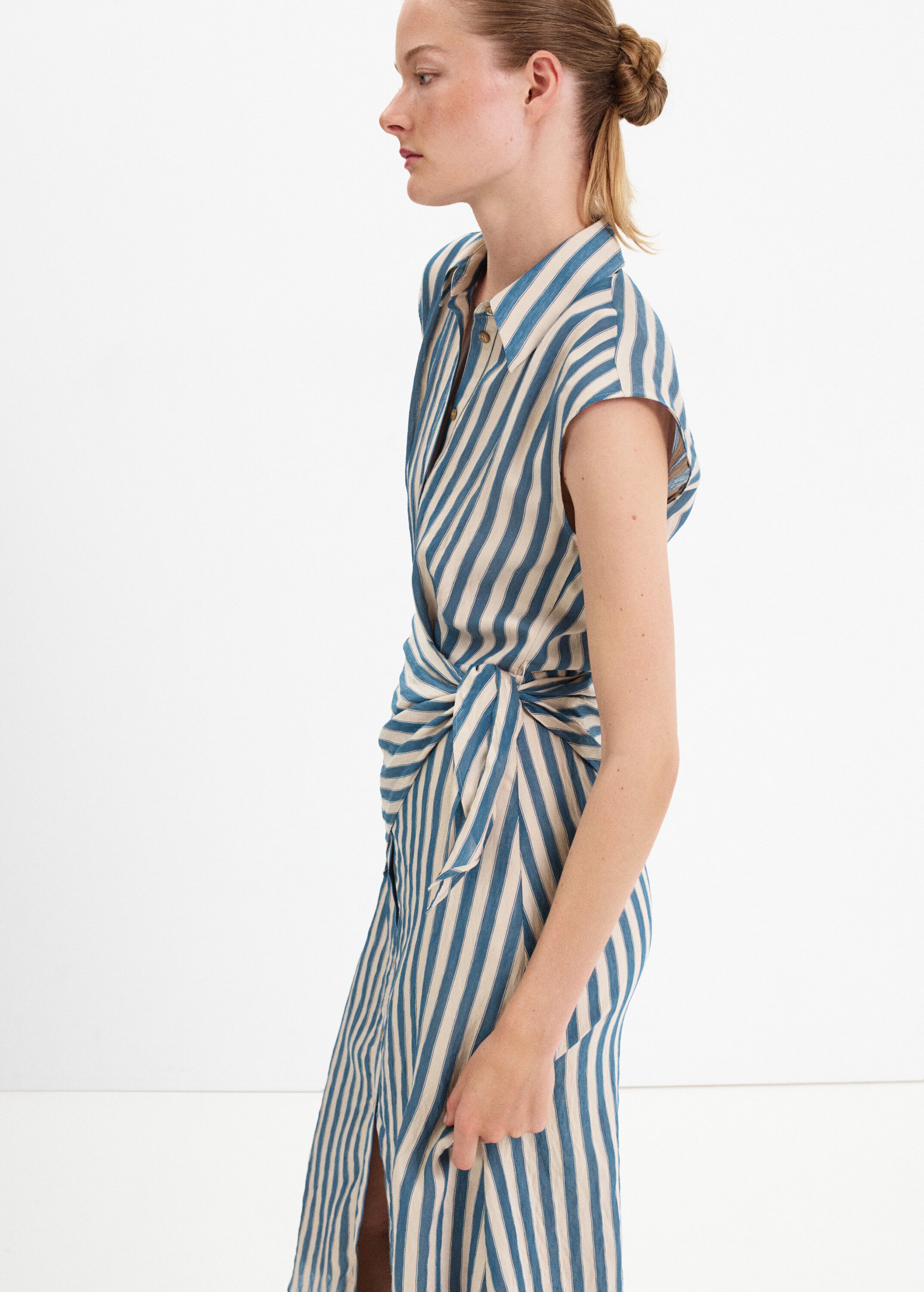 Striped scarf shirt dress