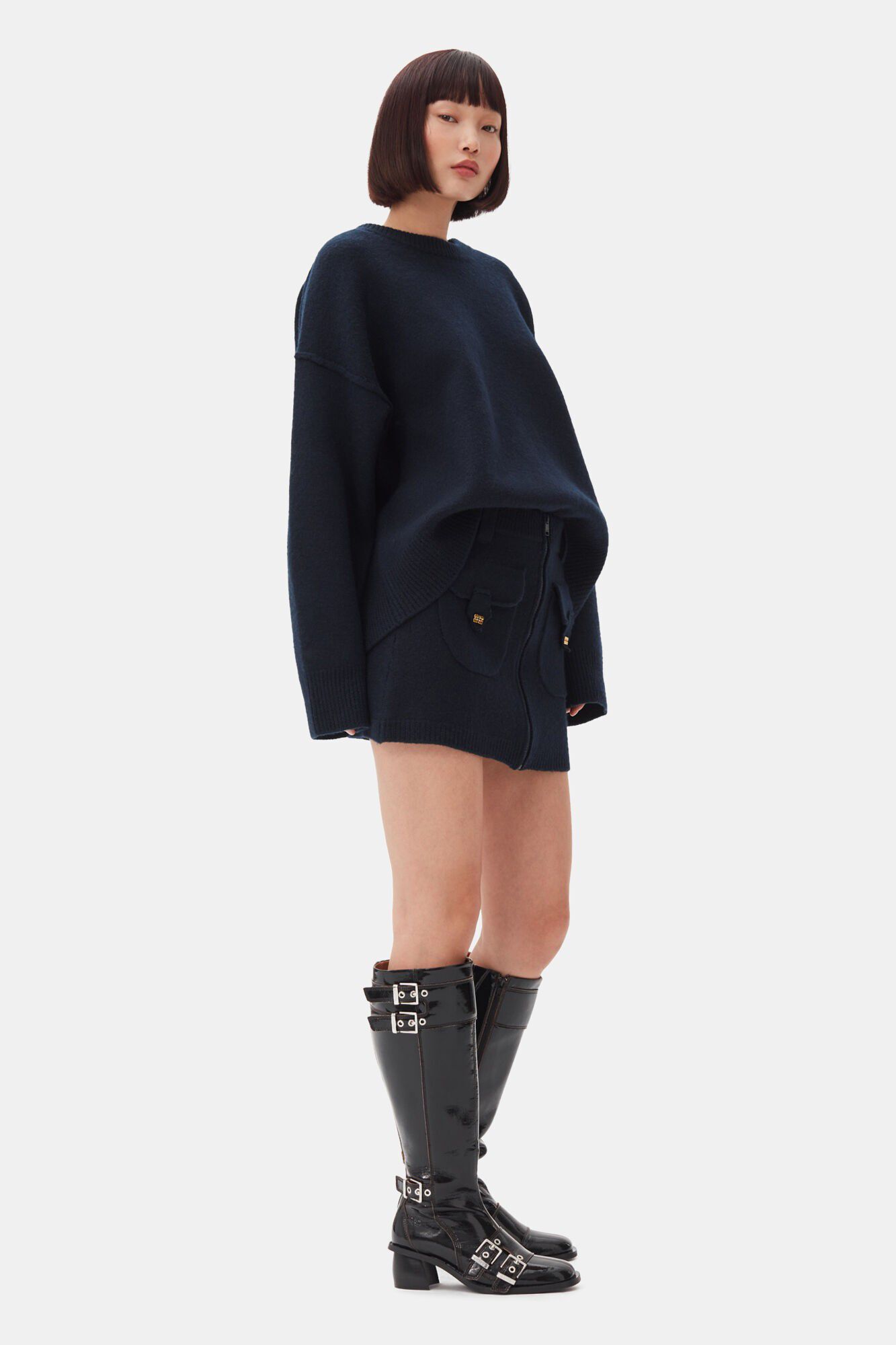 Boiled Wool Mini Skirt