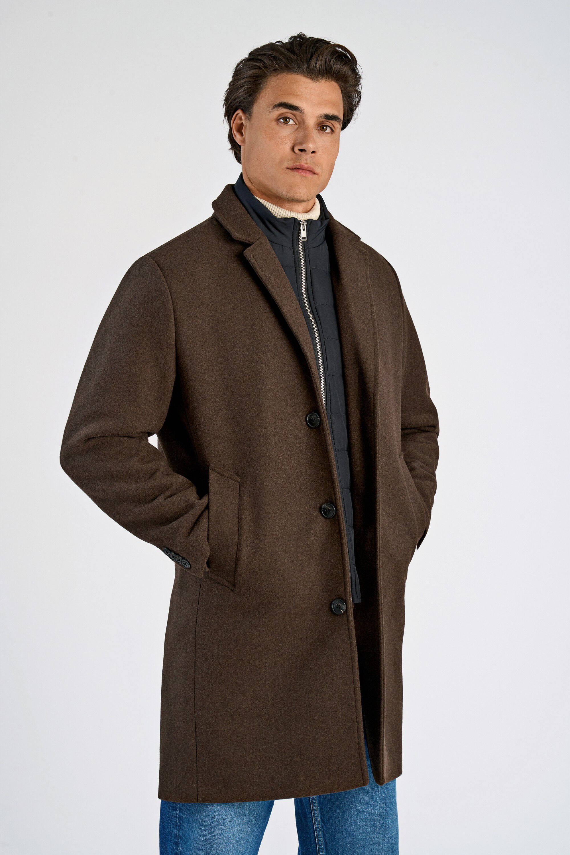 Detachable collar lapel coat