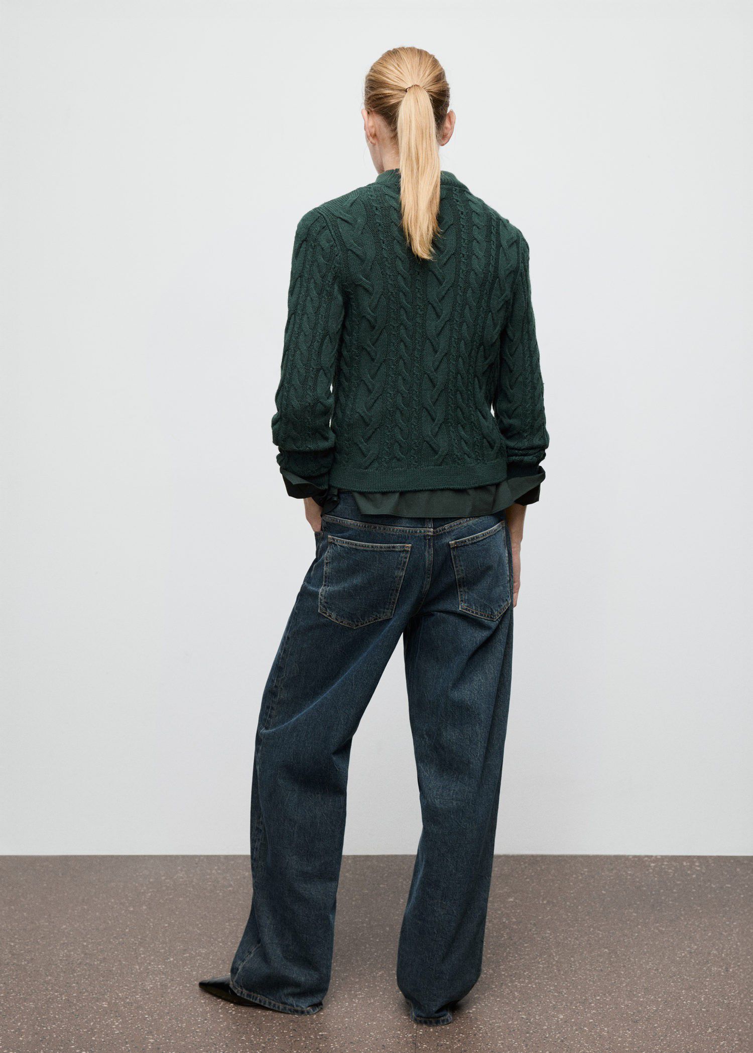 Braided sweater with perkins neck