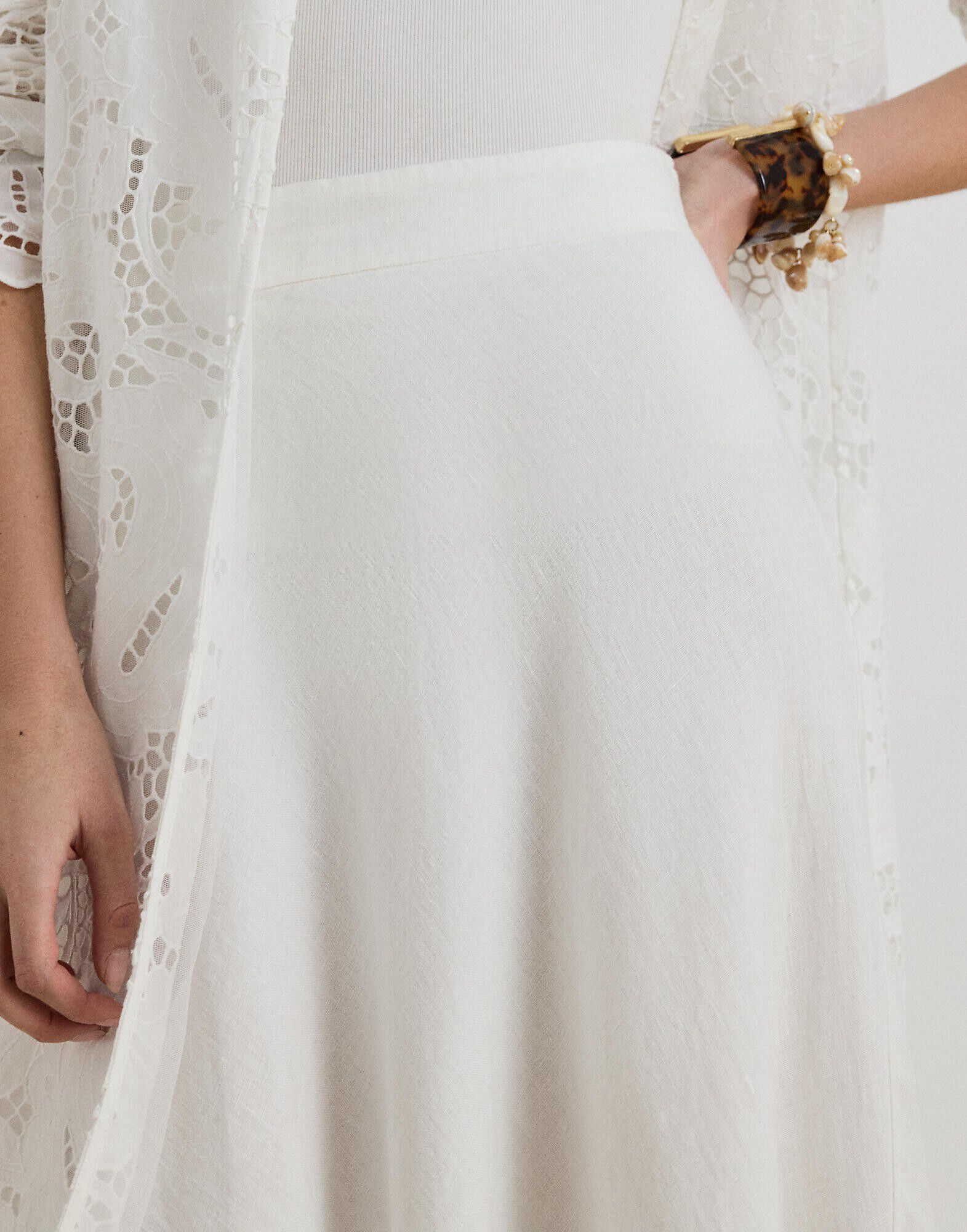 Linen A-Line Midi Skirt