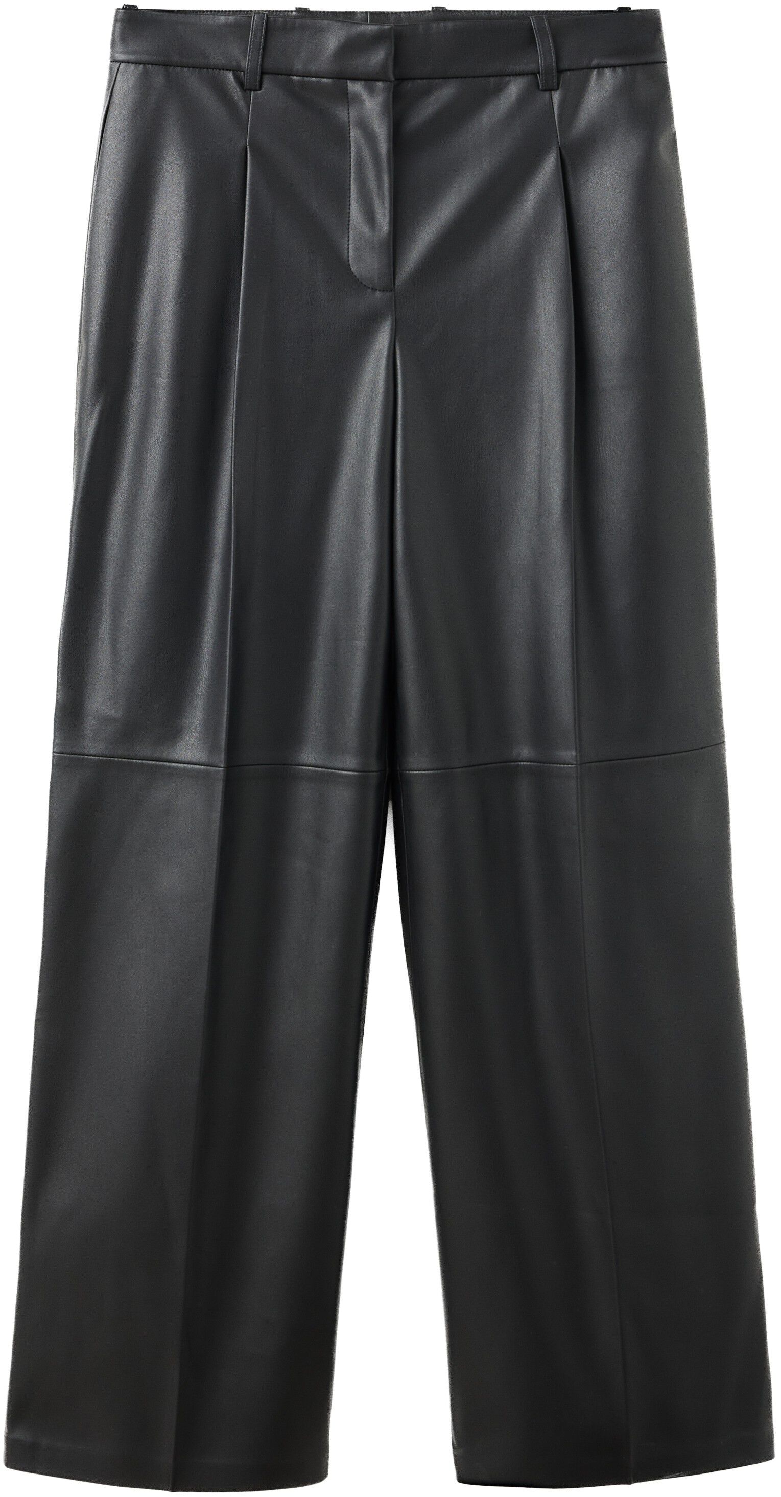 Wide leg faux-leather trousers
