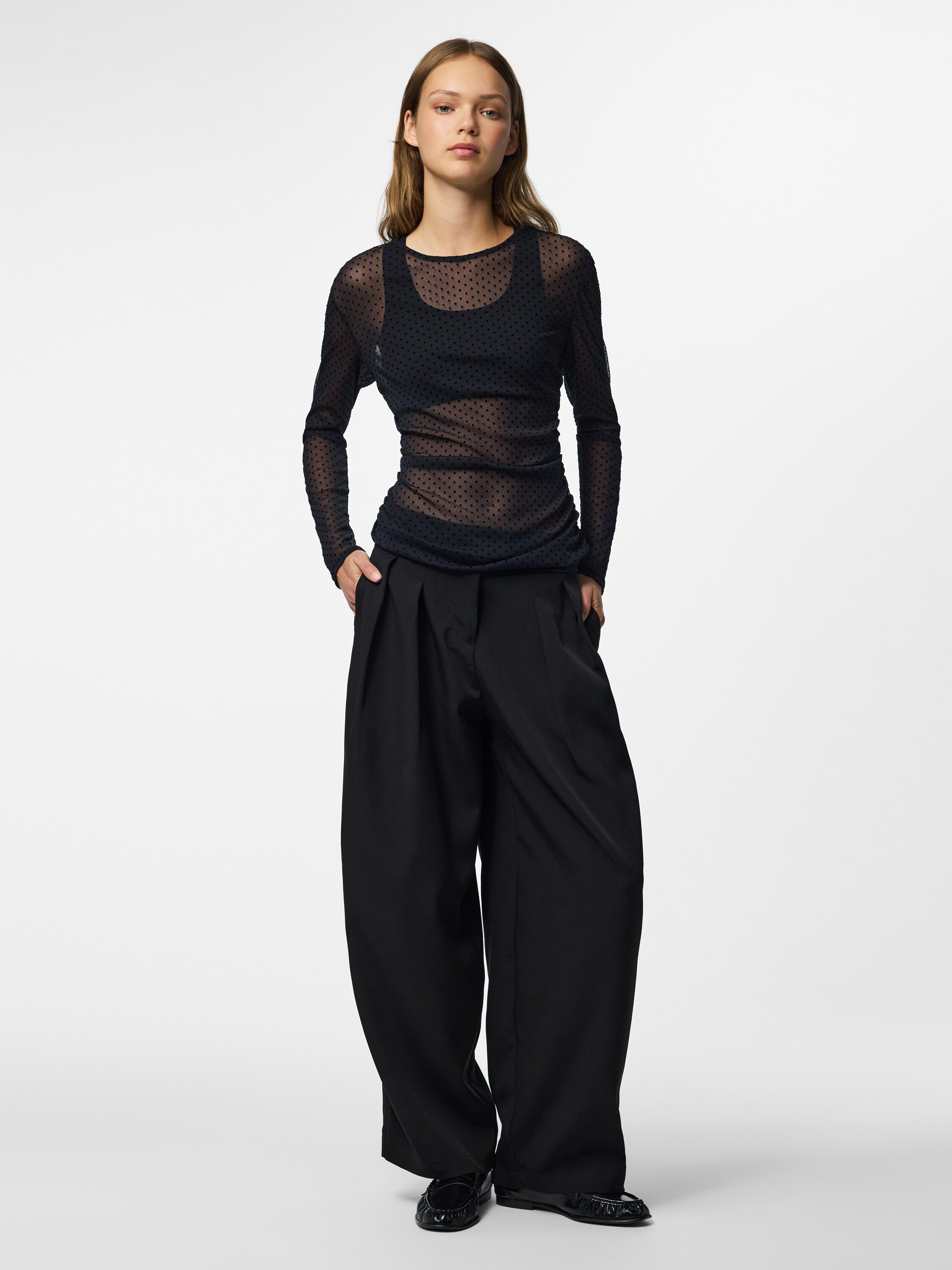 Pcbobo Ls Mesh Rouching Top Jrs Noos