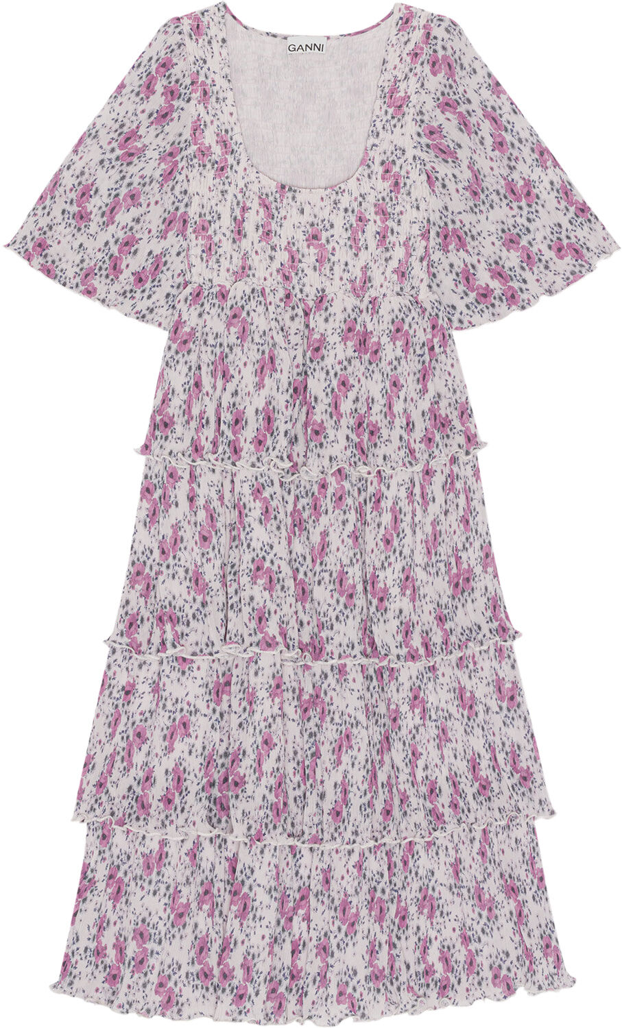 Pleated Georgette Flounce Smock Mid