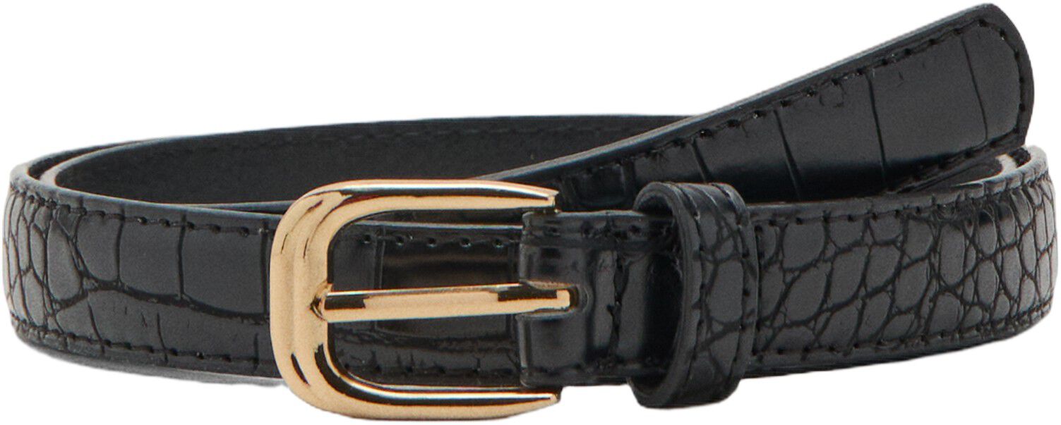 Thin faux crocodile leather belt