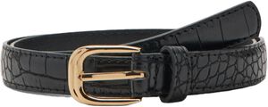 Thin faux crocodile leather belt