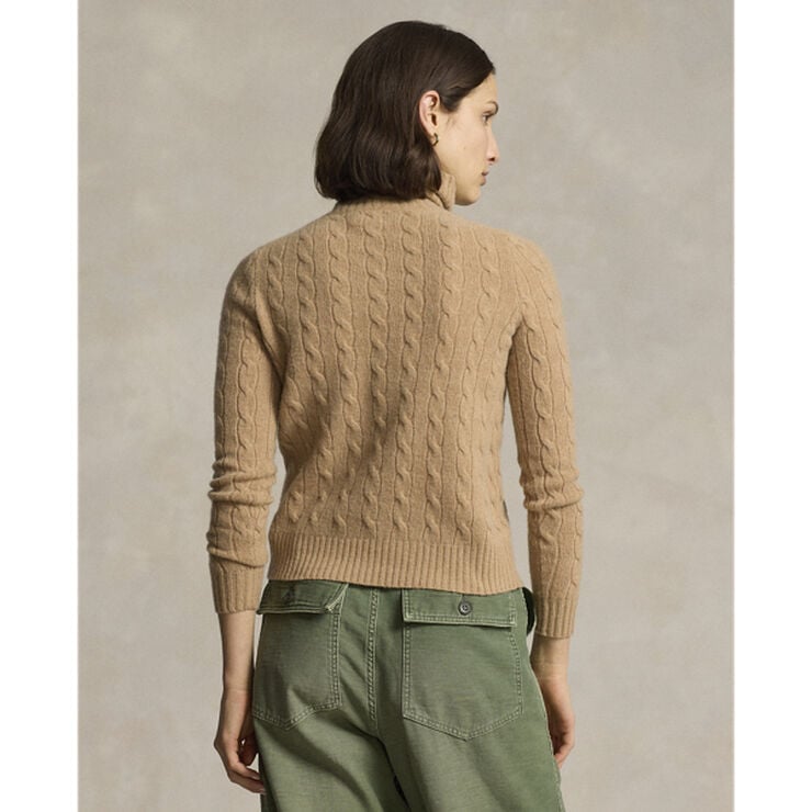 Wool-Cashmere Cable Turtleneck Sweater