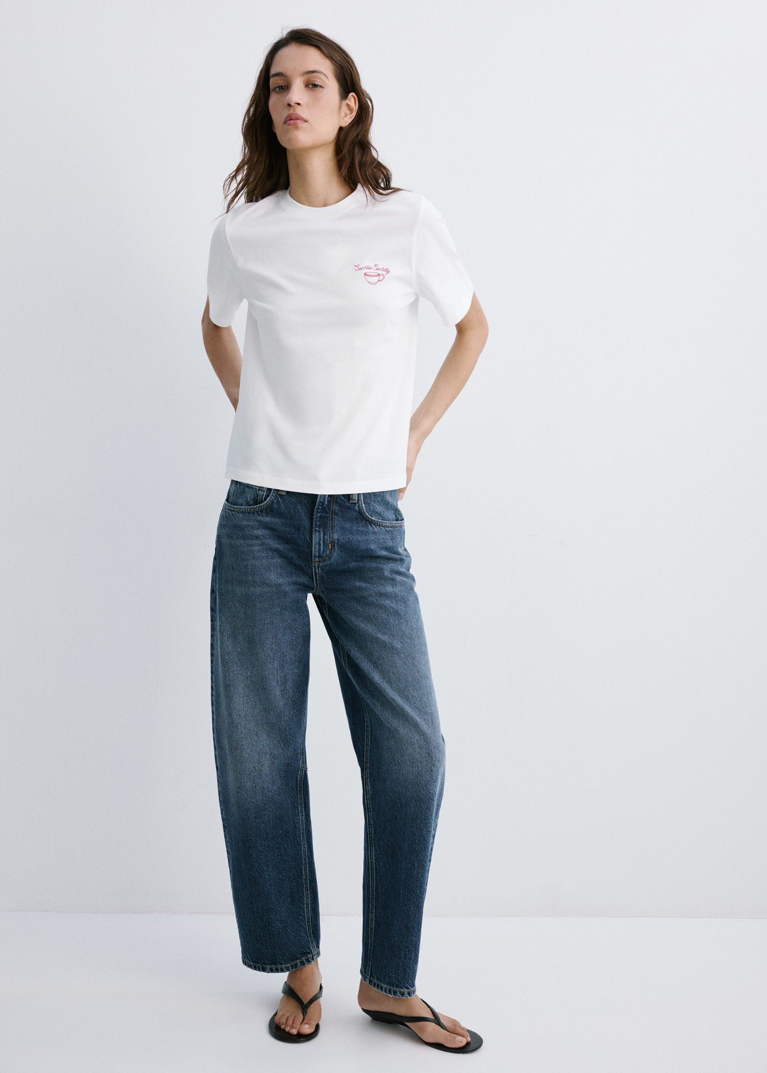 Printed cotton-blend t-shirt