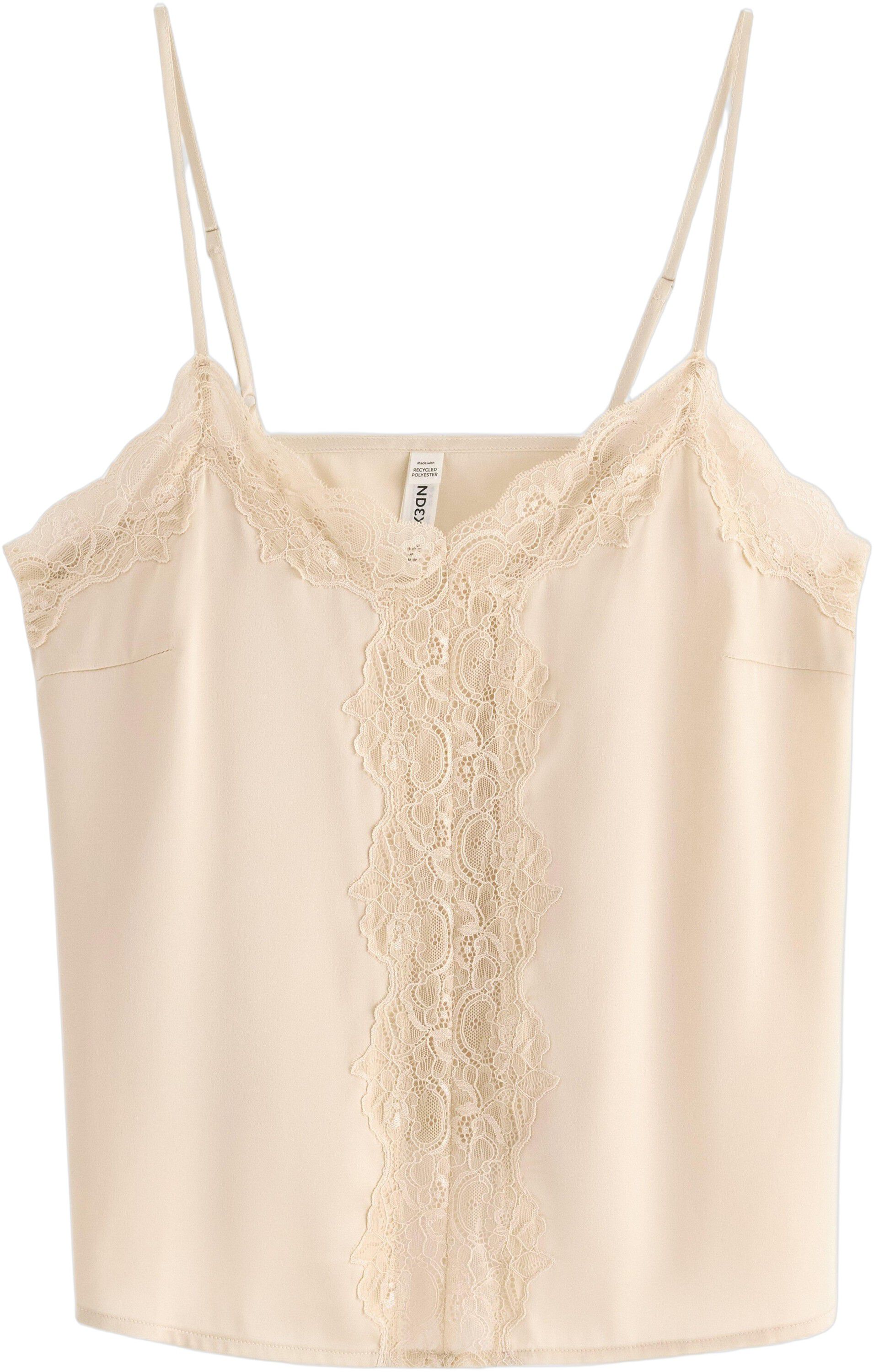 Satin camisole with lace details.