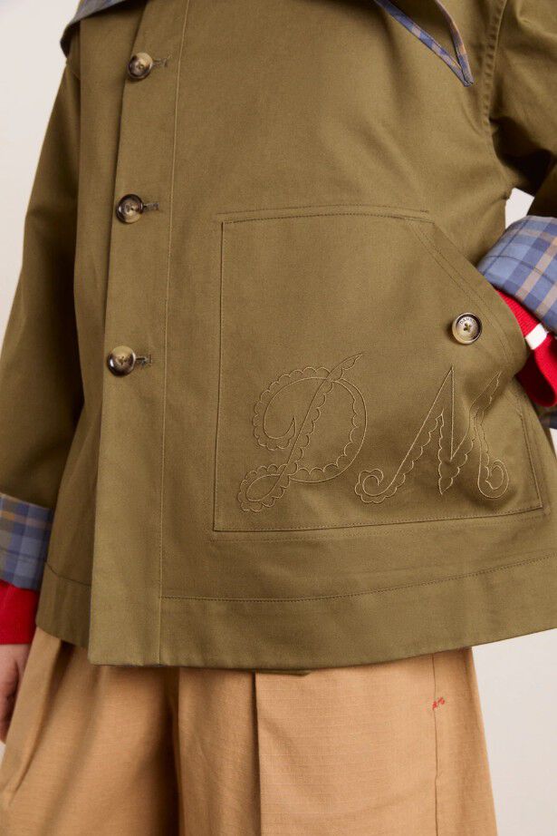 JERRY CROP TRENCH COAT - OLIVE
