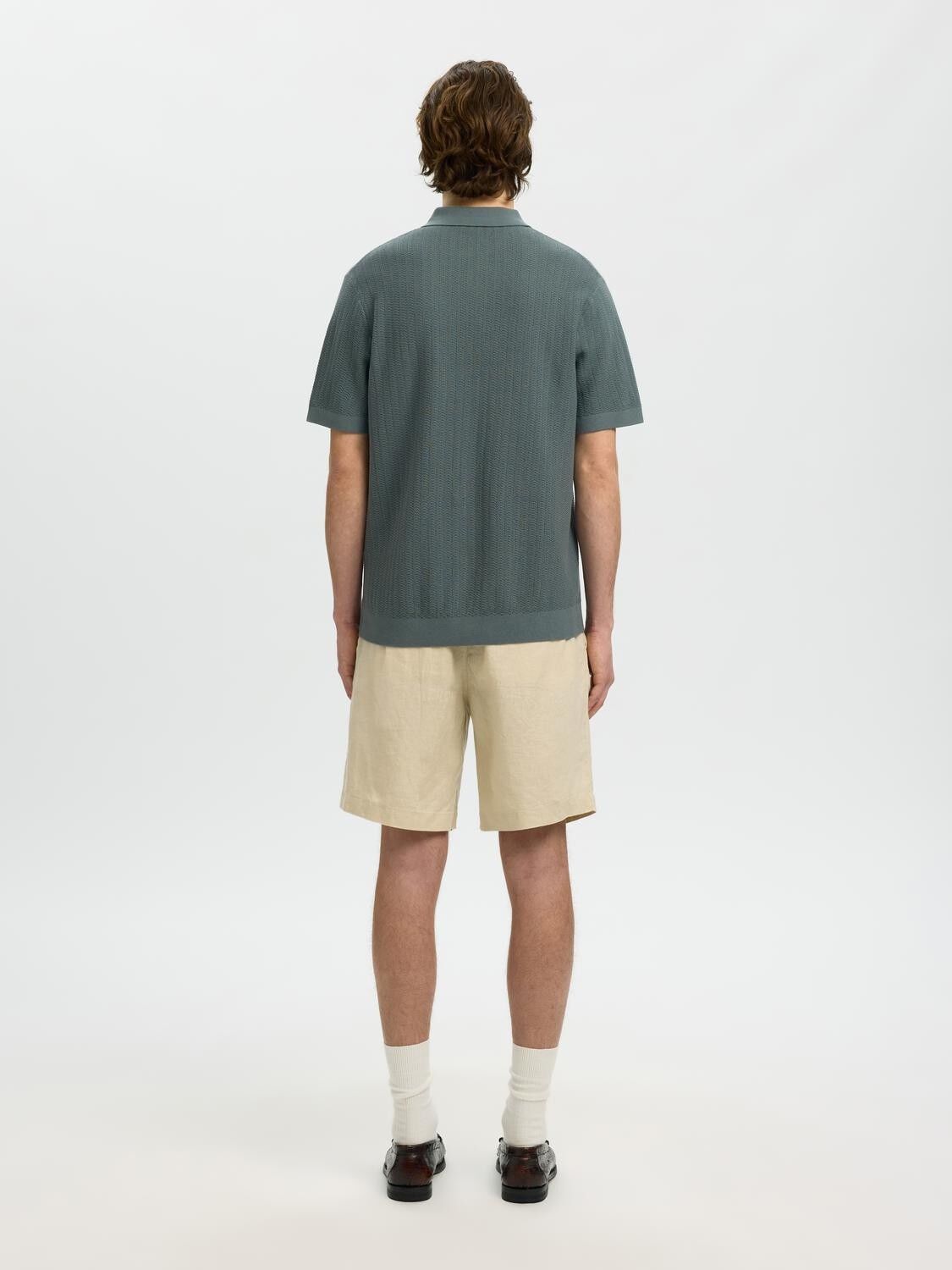 SLHCRAN SS KNIT STRUCTURE ZIP POLO