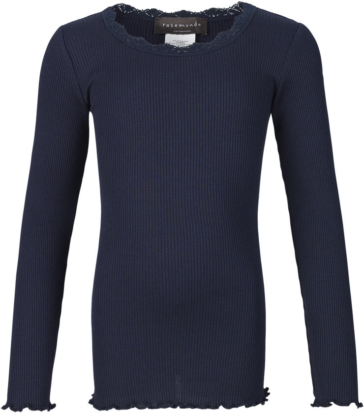 Silk t-shirt regular ls w/ lace