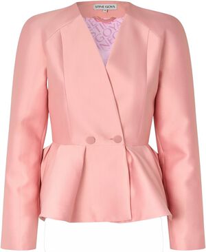 2562 Crepon, Peplum V Neck Jacket