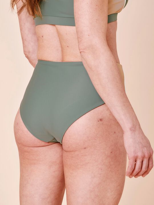 Ubud Colorblock high-waisted bikini bottom - Army/Sand
