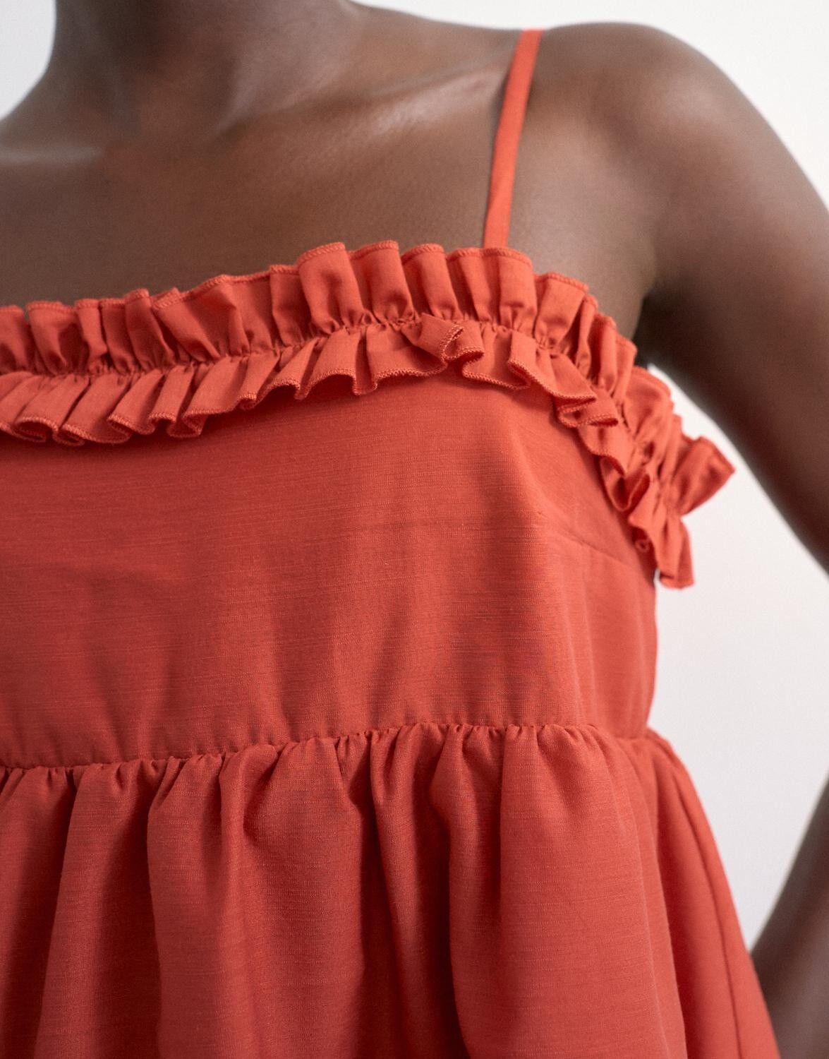 TSYVONNE SL FRILL MIDI DRESS WVN