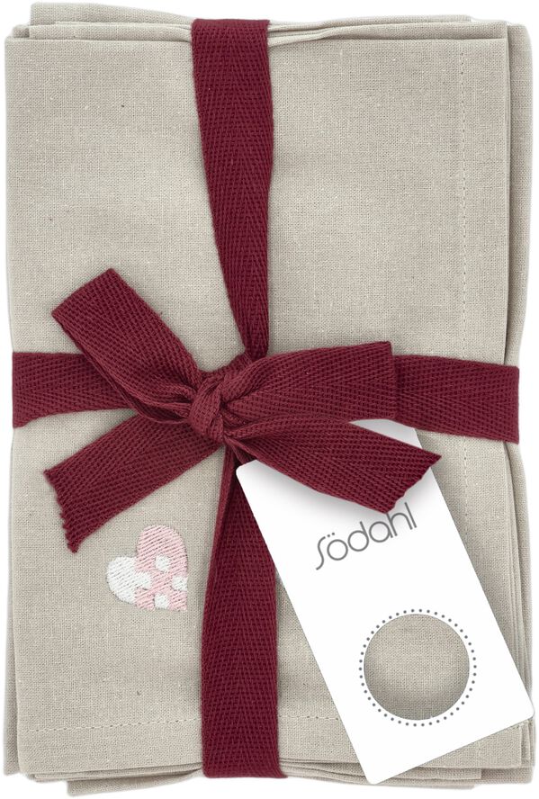 Stofservietter Christmas Hearts Embroidery 4 stk. Rose