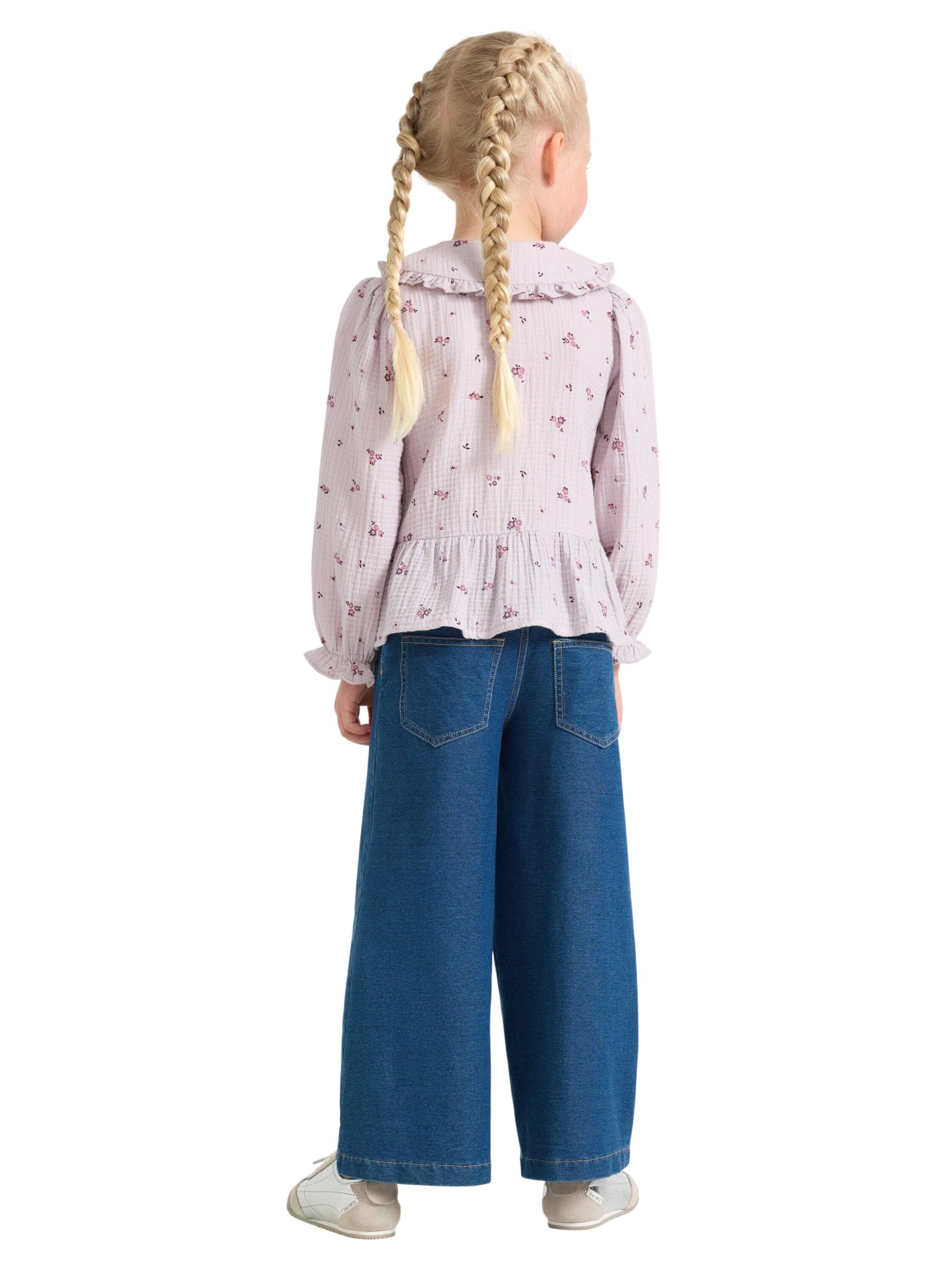 Mjuk byxa i denimtrik&aring; med vida be