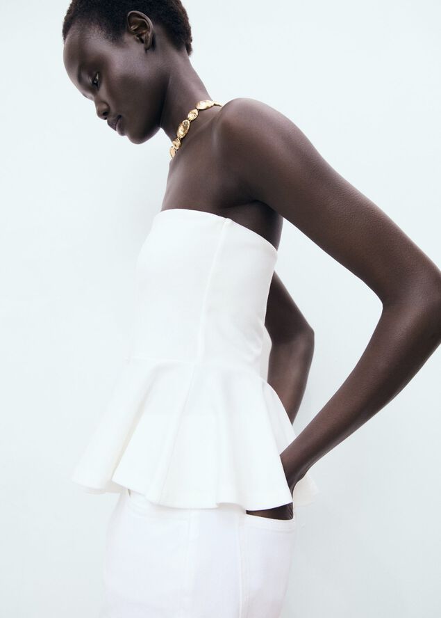Strapless peplum top