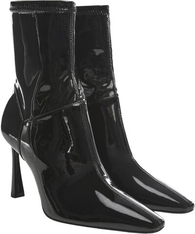Patent heeled ankle boot