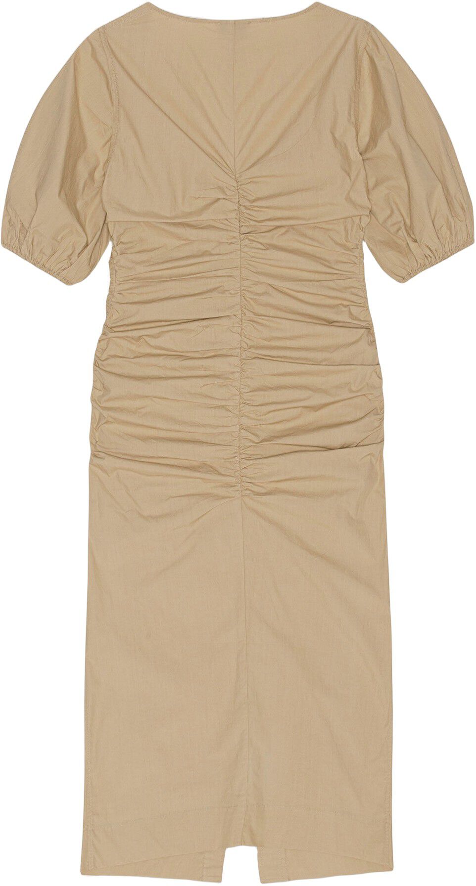 Cotton Poplin Gathered Open-neck Ma