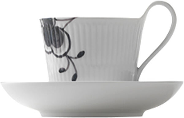 Black Fluted Mega Cup and Saucer 24cl