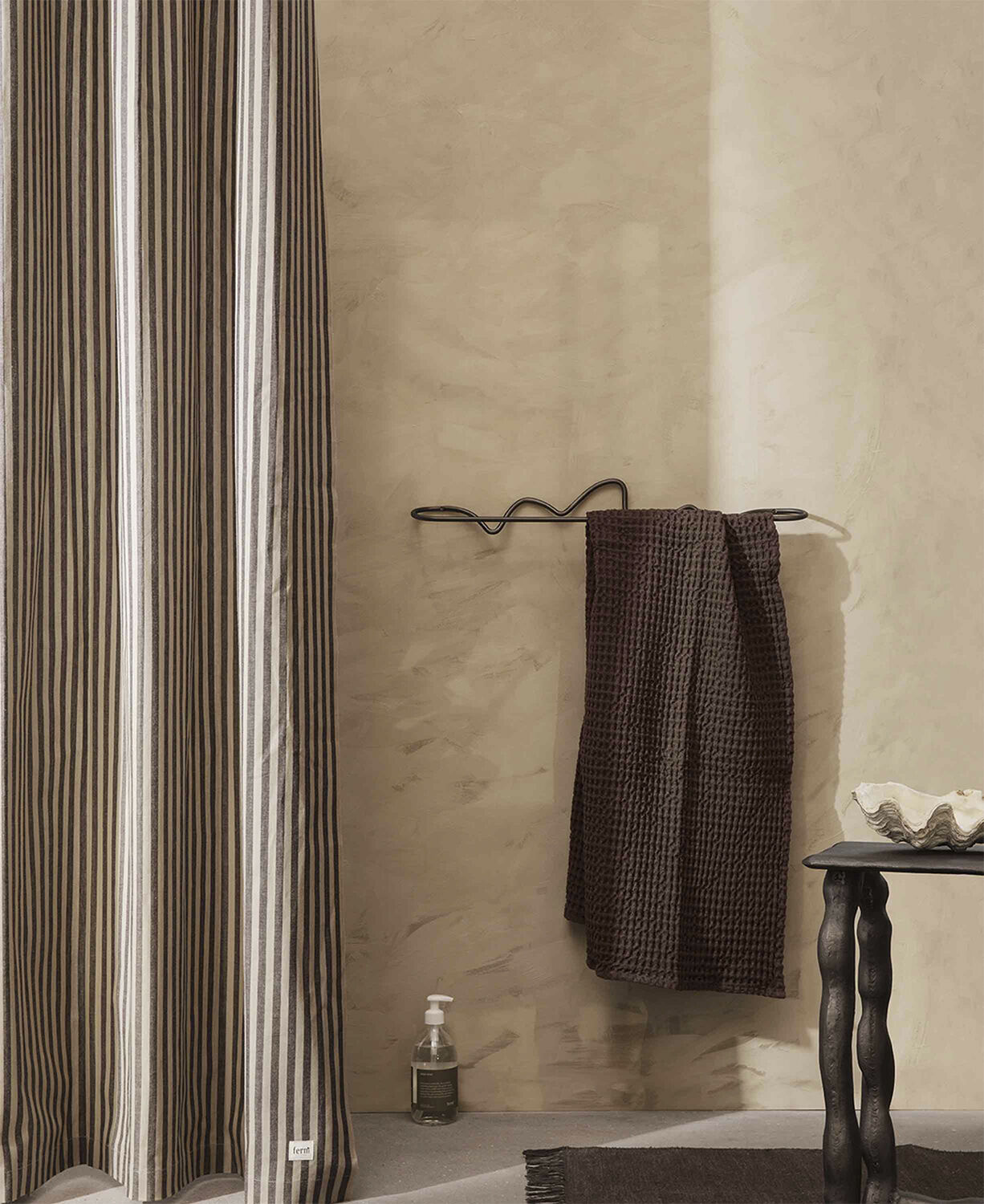Chambray Shower Curtain - Sand/Black