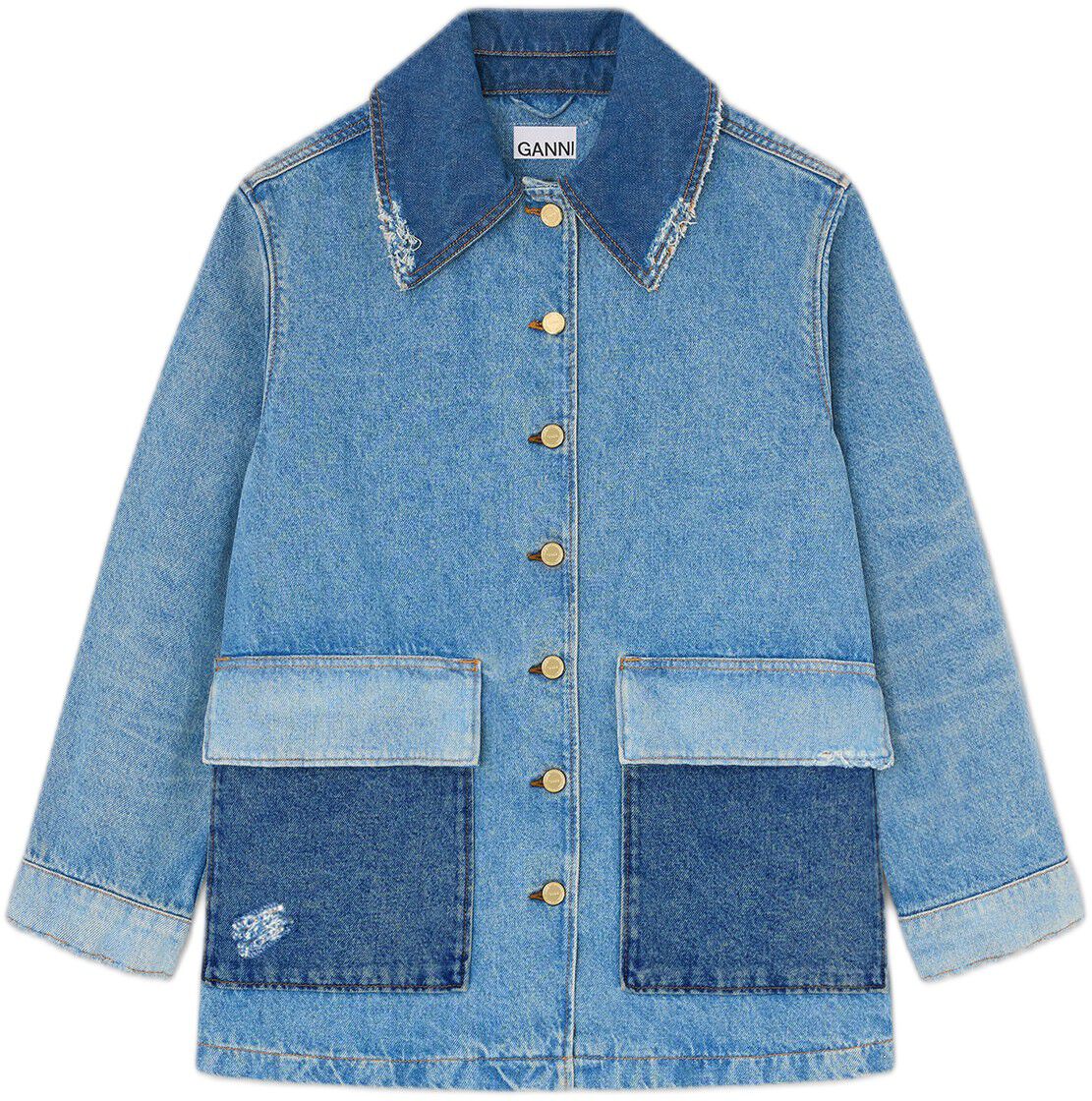 Patchwork Denim Midi Jacket
